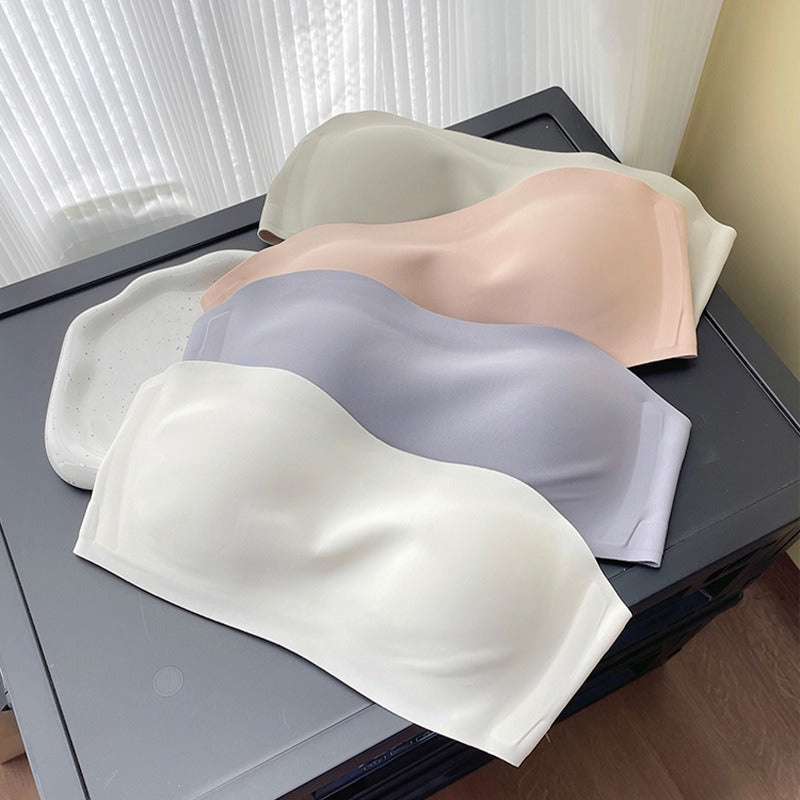 Strapless Underwear for Women's Gathering Anti slip Anti fading and Traceless Jelly Striped Bra