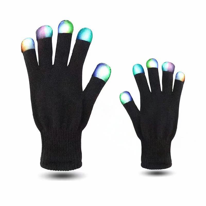 LED Gloves with Light Finger Set Colorful Glow Magic Halloween Fingertip Children's Flash Gloves