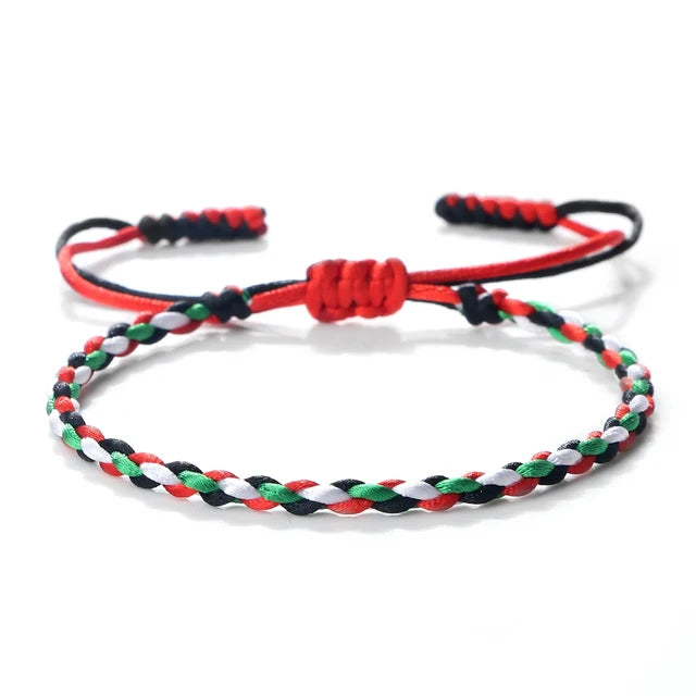 Bracelet woven diamond knot red rope simulates national flag colored hand rope