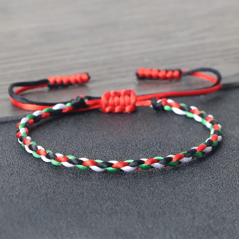 Bracelet woven diamond knot red rope simulates national flag colored hand rope