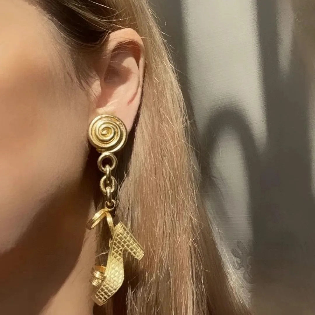 3D high-heeled shoe shaped earrings