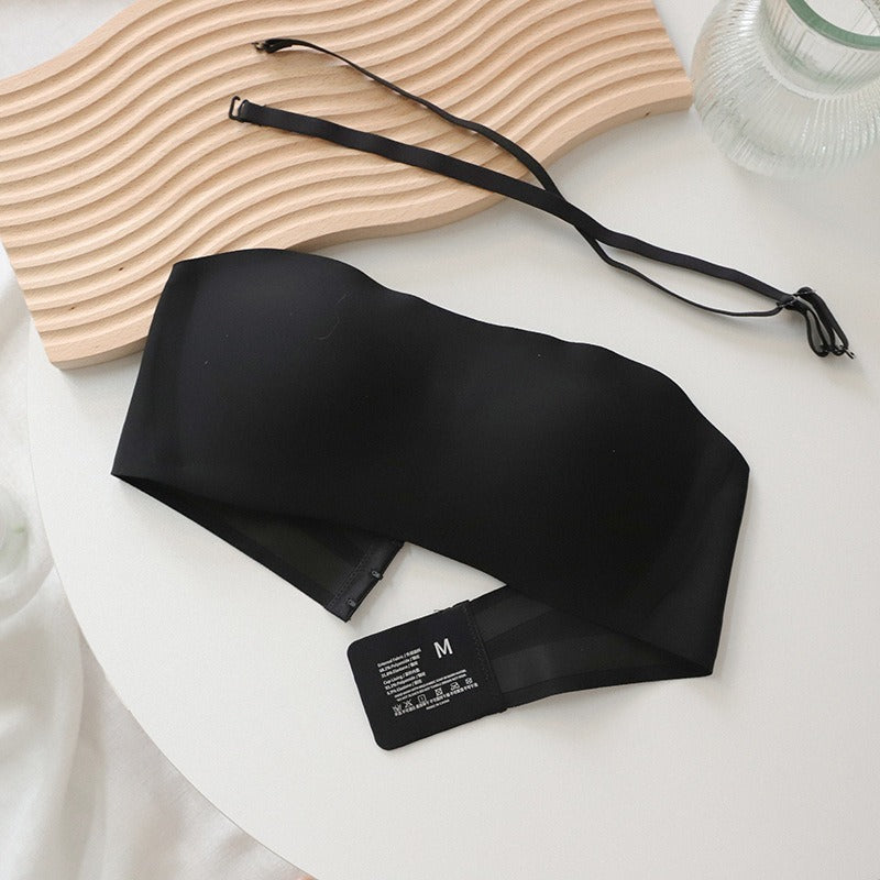Strapless Underwear for Women's Gathering Anti slip Anti fading and Traceless Jelly Striped Bra