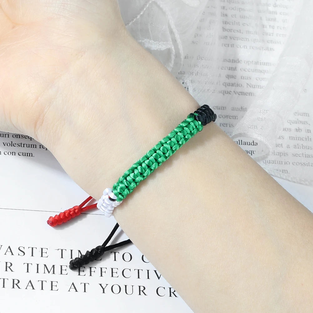 Bracelet woven diamond knot red rope simulates national flag colored hand rope