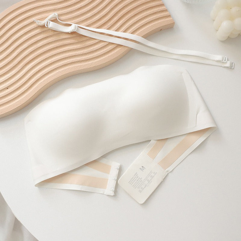Strapless Underwear for Women's Gathering Anti slip Anti fading and Traceless Jelly Striped Bra