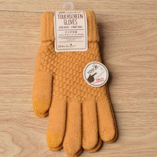 Women's jacquard touch screen warm and fashionable winter woolen gloves with imitation cashmere knitted gloves