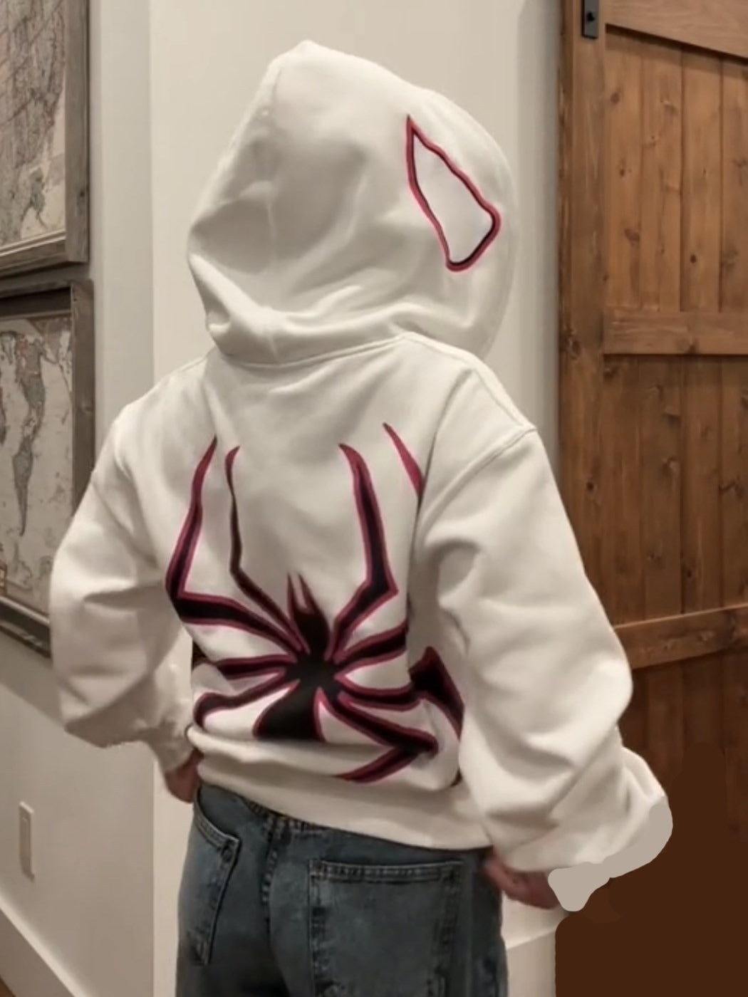 Spider letter hip-hop street zipper hoodie sports hooded couple shirt