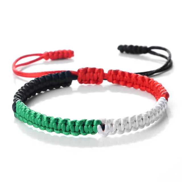 Bracelet woven diamond knot red rope simulates national flag colored hand rope