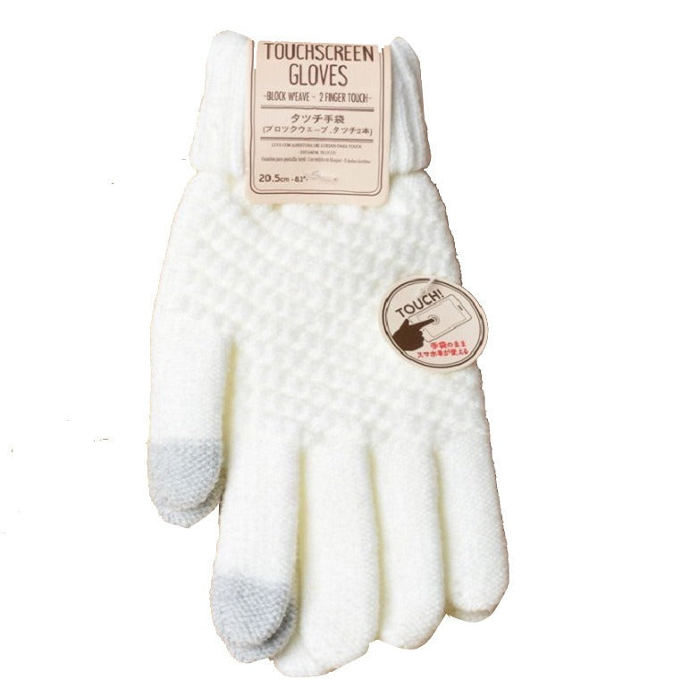 Women's jacquard touch screen warm and fashionable winter woolen gloves with imitation cashmere knitted gloves