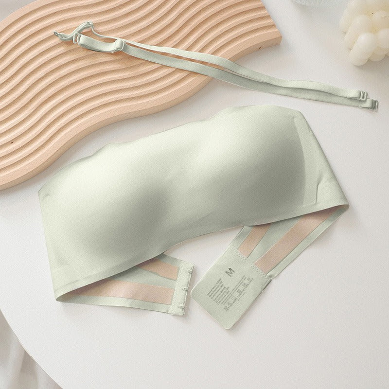 Strapless Underwear for Women's Gathering Anti slip Anti fading and Traceless Jelly Striped Bra