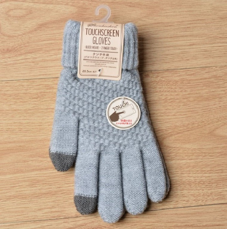 Women's jacquard touch screen warm and fashionable winter woolen gloves with imitation cashmere knitted gloves