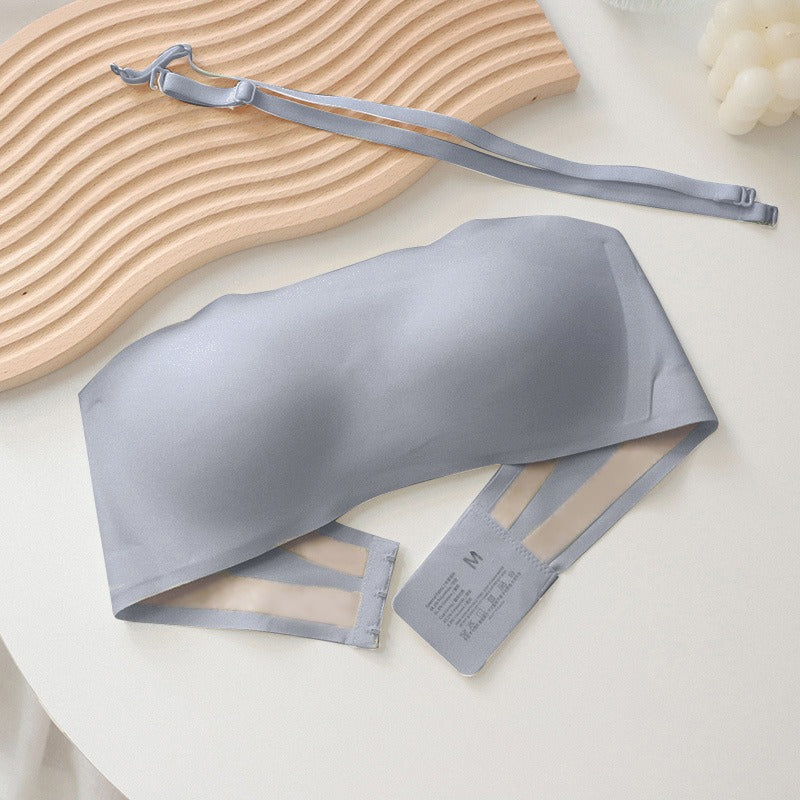 Strapless Underwear for Women's Gathering Anti slip Anti fading and Traceless Jelly Striped Bra